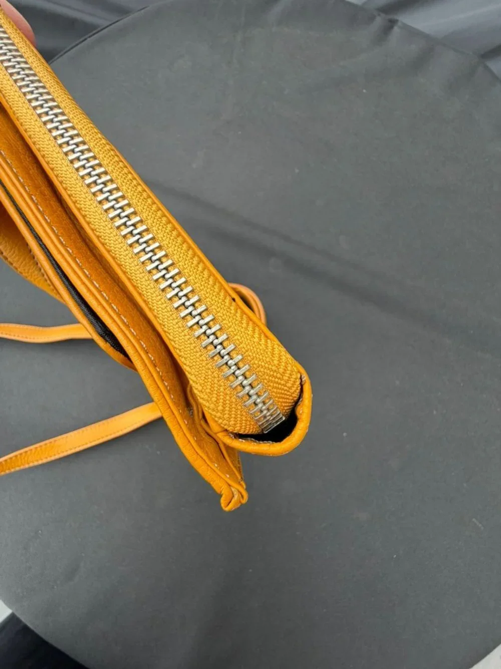 Tignanello Yellow Leather Crossbody Bag Adjustable Strap Organizer Purse - Picture 14 of 16